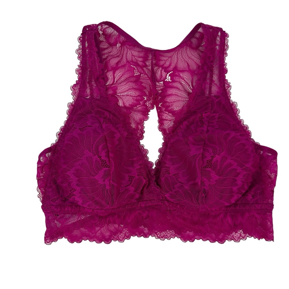 Auden Dark Pink Fushia Lace Bralette Size Medium Removable Pads Pullover Style